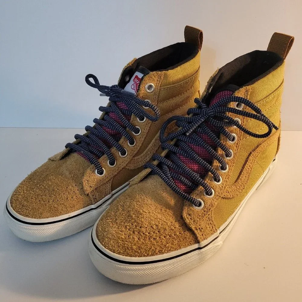VANS‎ Sk8 Men 5 Women 6.5 Tan Brown Suede High Top Skate Shoes Sneakers VGC